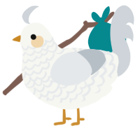 Thimble, a white and mist chicken with a lace pattern