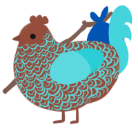 (unnamed), a russet and aqua chicken with a double-lace pattern