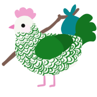 Gardener, a white and leaf chicken with a double-lace pattern