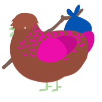 (unnamed), a russet and fuchsia chicken with a half-lace pattern