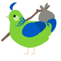 A grass and ultramarine chicken with a neck-band pattern