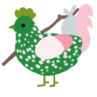 spring pollen, a viridian and rose chicken with a speckle pattern
