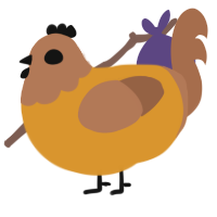 gebacken, a orange and brown chicken with a head pattern