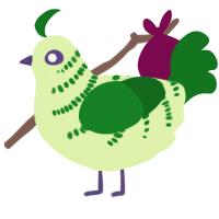 A apple and leaf chicken with a half-bar pattern