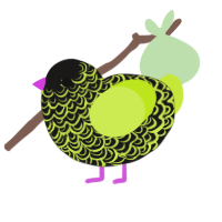 Lime Goth, a sable and lime chicken with a double-lace pattern