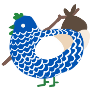 A ultramarine and cream chicken with a lace pattern