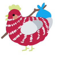 Canezy, a crimson and mist chicken with a bar pattern