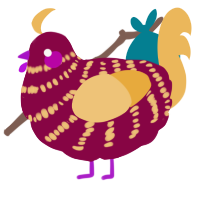 Floral, a maroon and honey chicken with a bar pattern