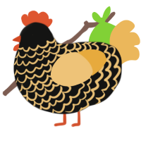 A black and honey chicken with a lace pattern