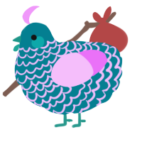 A sea and lavender chicken with a lace pattern