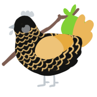 Caution, a black and honey chicken with a lace pattern