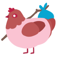 human heart, a rose and red chicken with a head pattern