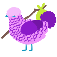 A lavender and violet chicken with a lace pattern