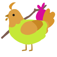 (unnamed), a lime and orange chicken with a head pattern