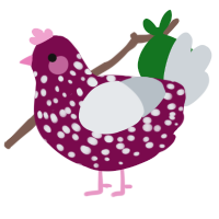 A wine and mist chicken with a speckle pattern