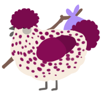 A cream and wine chicken with a speckle pattern