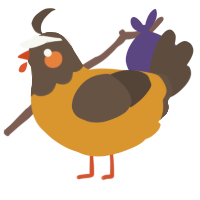 Pumpkin, a orange and bark chicken with a head pattern