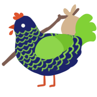(unnamed), a navy and grass chicken with a lace pattern