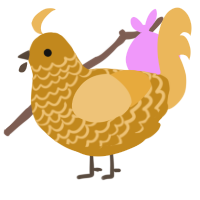 A ochre and honey chicken with a lace pattern