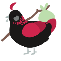 (unnamed), a sable and crimson chicken with a neck-speckle pattern