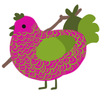 extremely unpleasant, a fuchsia and chartreuse chicken with a double-lace pattern