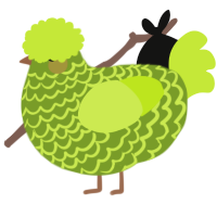 Sludge, a chartreuse and lime chicken with a lace pattern