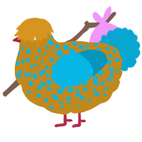 (unnamed), a ochre and cerulean chicken with a speckle pattern