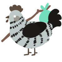 A silver and sable chicken with a bar pattern