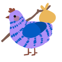 A lilac and ultramarine chicken with a bar pattern