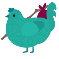 A turquoise chicken with a double-lace pattern