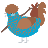 Patio, a cerulean and brown chicken with a lace pattern