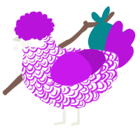 A white and amethyst chicken with a double-lace pattern