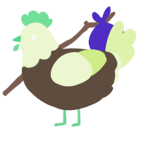 A bark and apple chicken with a head pattern