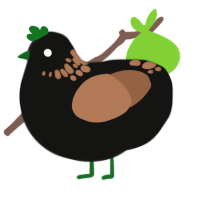 Knowledge, a black and brown chicken with a neck-speckle pattern