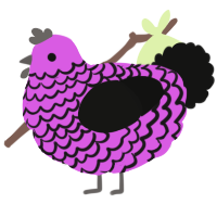 A orchid and black chicken with a lace pattern