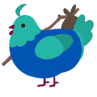 A ultramarine and turquoise chicken with a head pattern