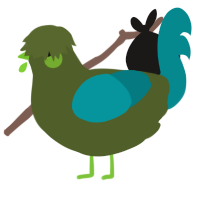 A olive and teal chicken