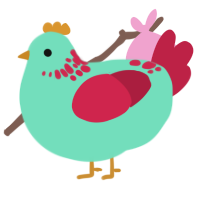 (unnamed), a mint and crimson chicken with a neck-speckle pattern