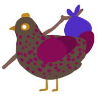 A bark and wine chicken with a speckle pattern