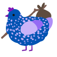 A ultramarine and lilac chicken with a speckle pattern