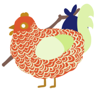 (unnamed), a vermilion and apple chicken with a double-lace pattern