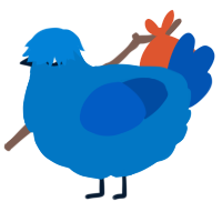 MaliciousEmbryo, a sapphire and ultramarine chicken
