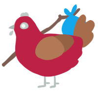 Scarl, a crimson and brown chicken