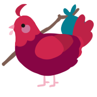 A maroon and crimson chicken with a head pattern