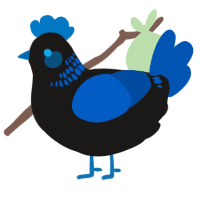 A sable and ultramarine chicken with a neck-band pattern