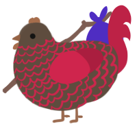 A bark and crimson chicken with a lace pattern