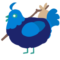 A navy and sapphire chicken with a head pattern