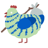 A gluppy and ultramarine chicken with a bar pattern