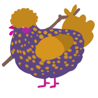 Rhone, a overcast and ochre chicken with a speckle pattern
