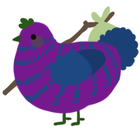 Ume, a amethyst and ultramarine chicken with a bar pattern
